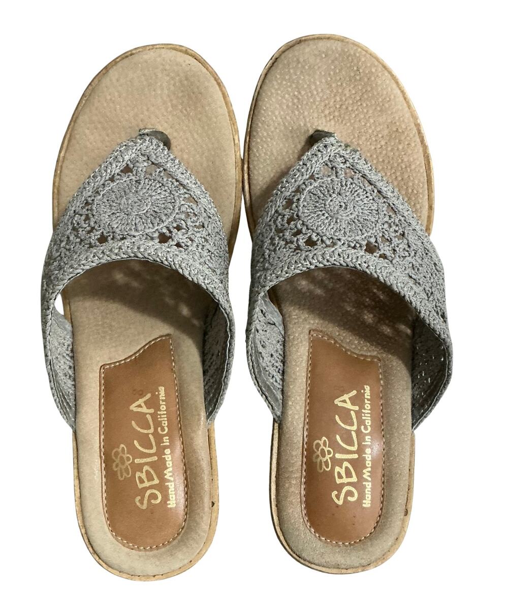 SBICCA Julian Wedge 3” Gray Cross Strap Sandals Size 8